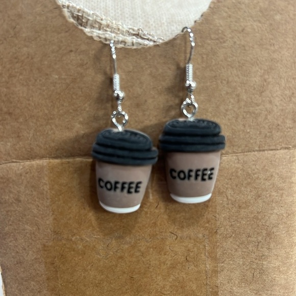 Clay Coffee Cup Earrings - Picture 4 of 5